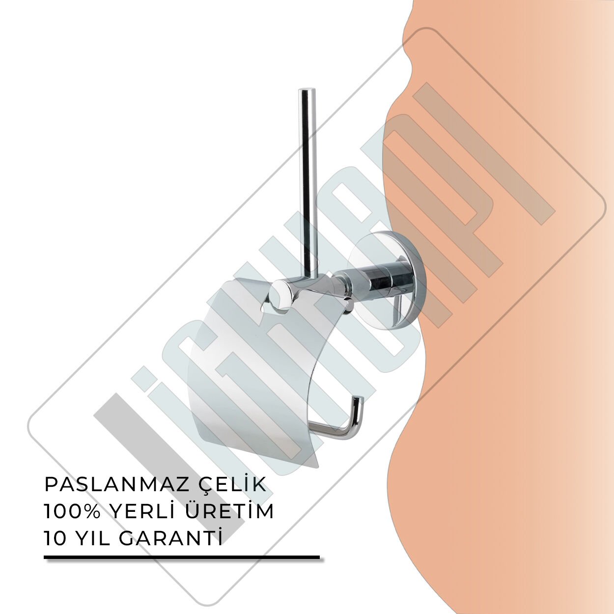 İGK YAPI - Çelik Banyo Flora Yedekli Geniş Kapaklı Tuvalet Kâğıtlığı (FL10-039)