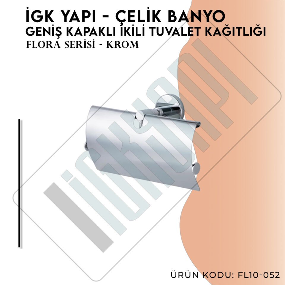 İGK YAPI - Çelik Banyo Flora Geniş Kapaklı İkili Tuvalet Kâğıtlığı (FL10-052)
