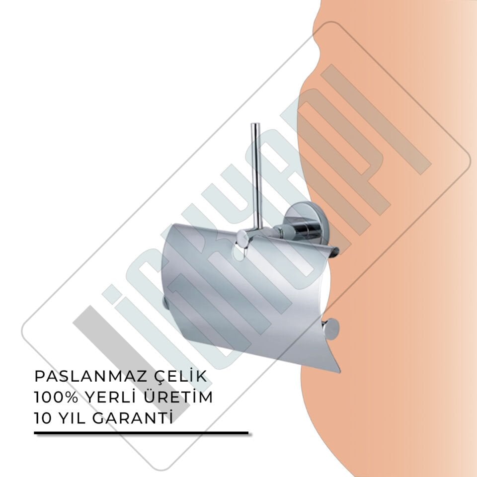 İGK YAPI - Çelik Banyo Flora Yedekli Geniş Kapaklı Üçlü Tuvalet Kâğıtlığı (FL10-053)