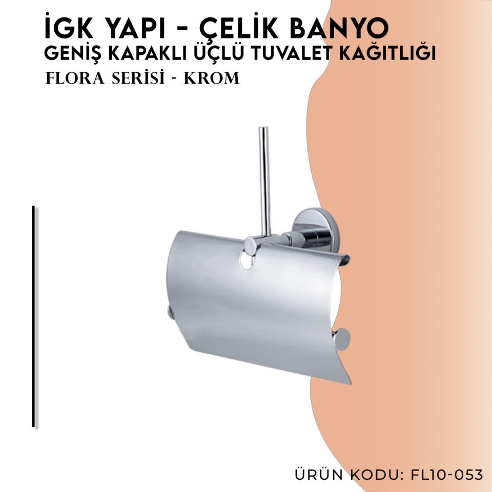 İGK YAPI - Çelik Banyo Flora Yedekli Geniş Kapaklı Üçlü Tuvalet Kâğıtlığı (FL10-053)