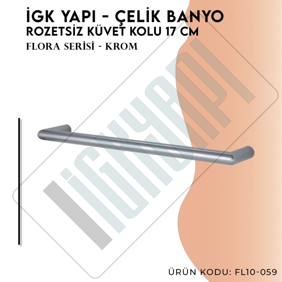 İGK YAPI - Çelik Banyo Flora Rozetsiz Küvet Kolu 17cm (FL10-059)