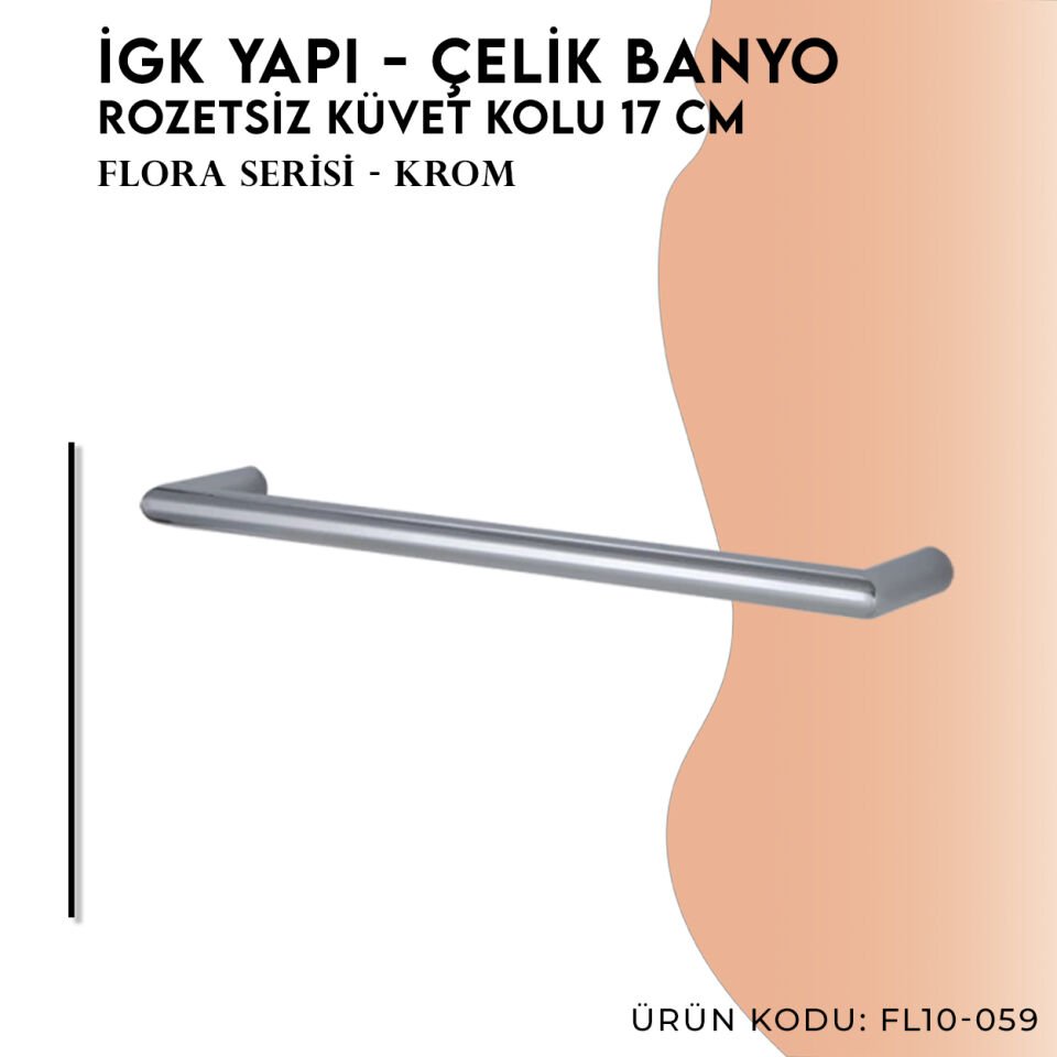 İGK YAPI - Çelik Banyo Flora Rozetsiz Küvet Kolu 17cm (FL10-059)