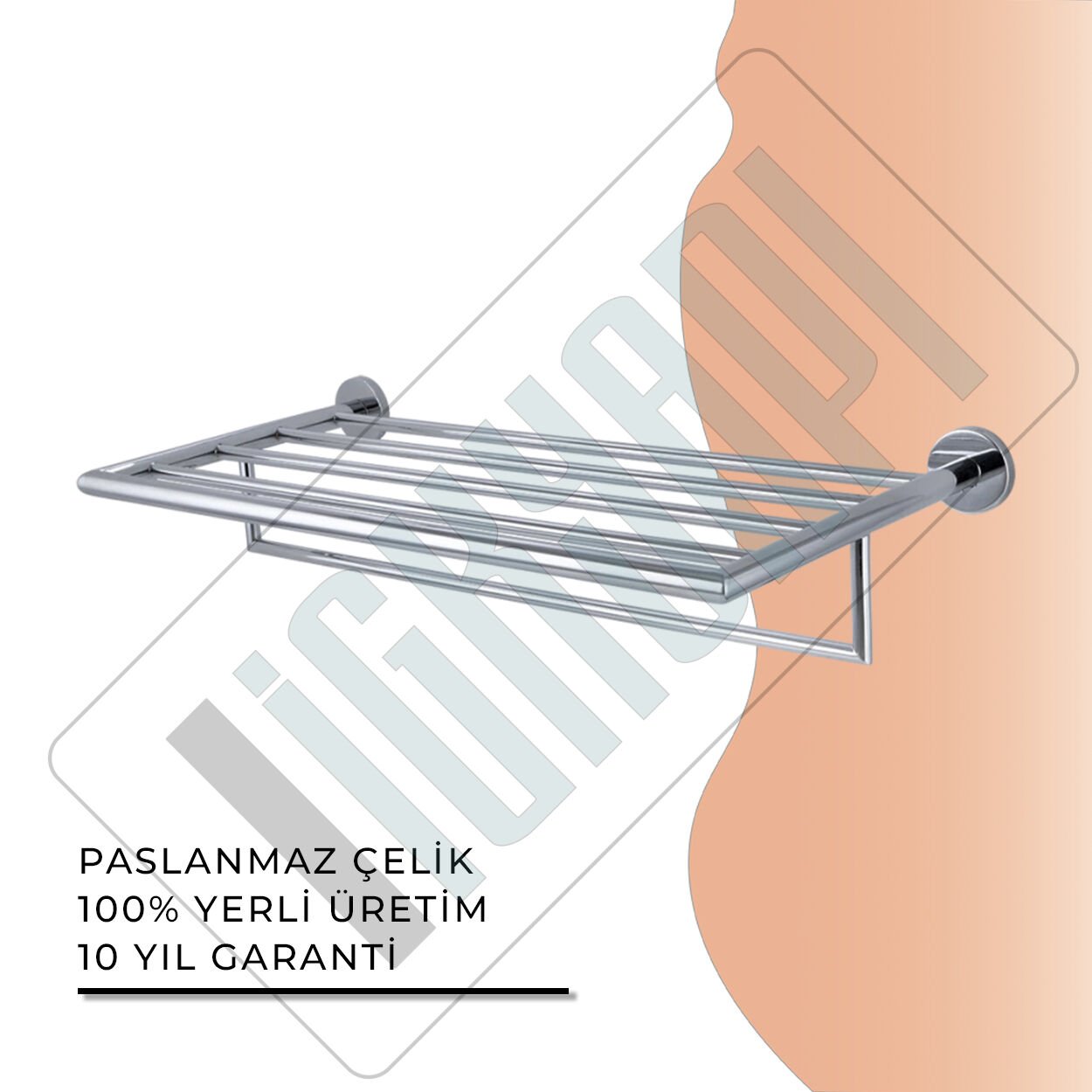 İGK YAPI - Çelik Banyo Flora Raf Havluluk 60cm (FL10-065)