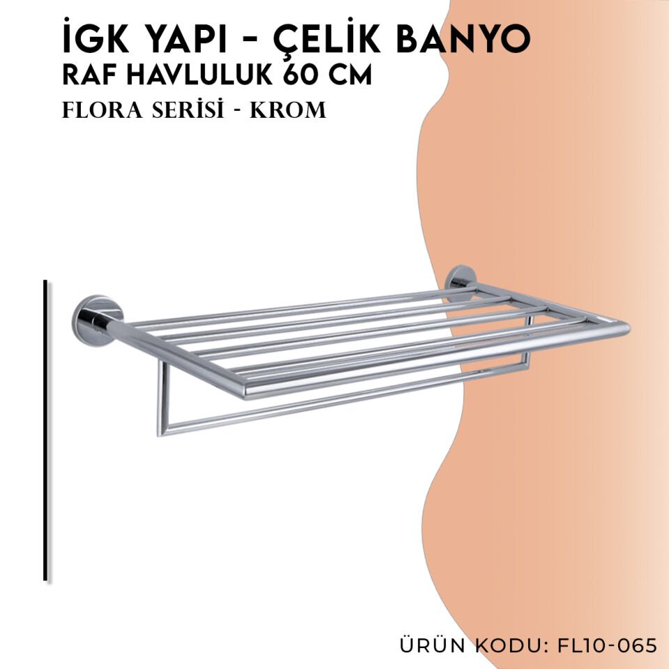 İGK YAPI - Çelik Banyo Flora Raf Havluluk 60cm (FL10-065)