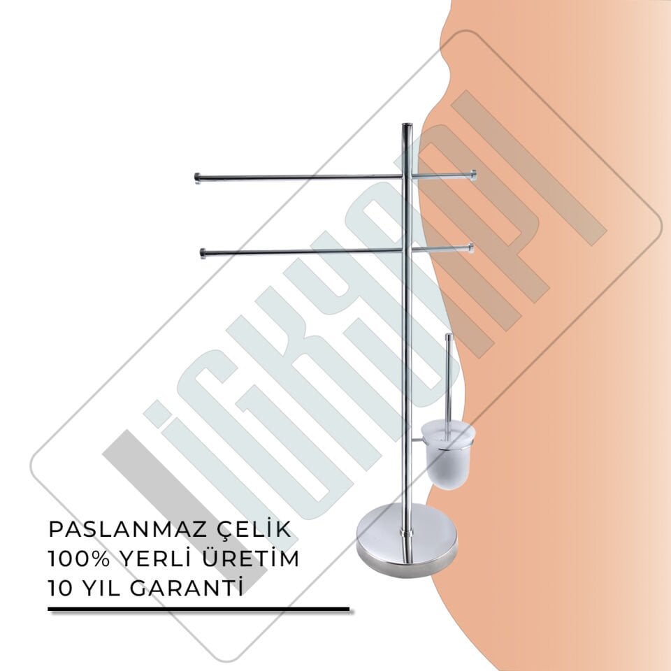İGK YAPI - Çelik Banyo Flora Ayaklı Havluluk Klozet Fırçalık (FL10-066)