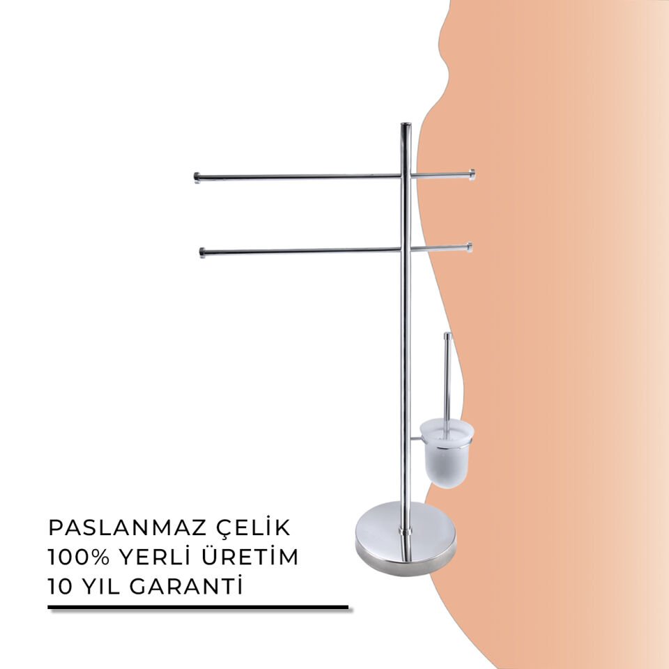 İGK YAPI - Çelik Banyo Flora Ayaklı Havluluk Klozet Fırçalık (FL10-066)