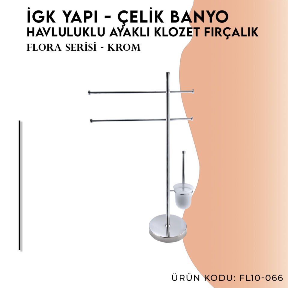 İGK YAPI - Çelik Banyo Flora Ayaklı Havluluk Klozet Fırçalık (FL10-066)