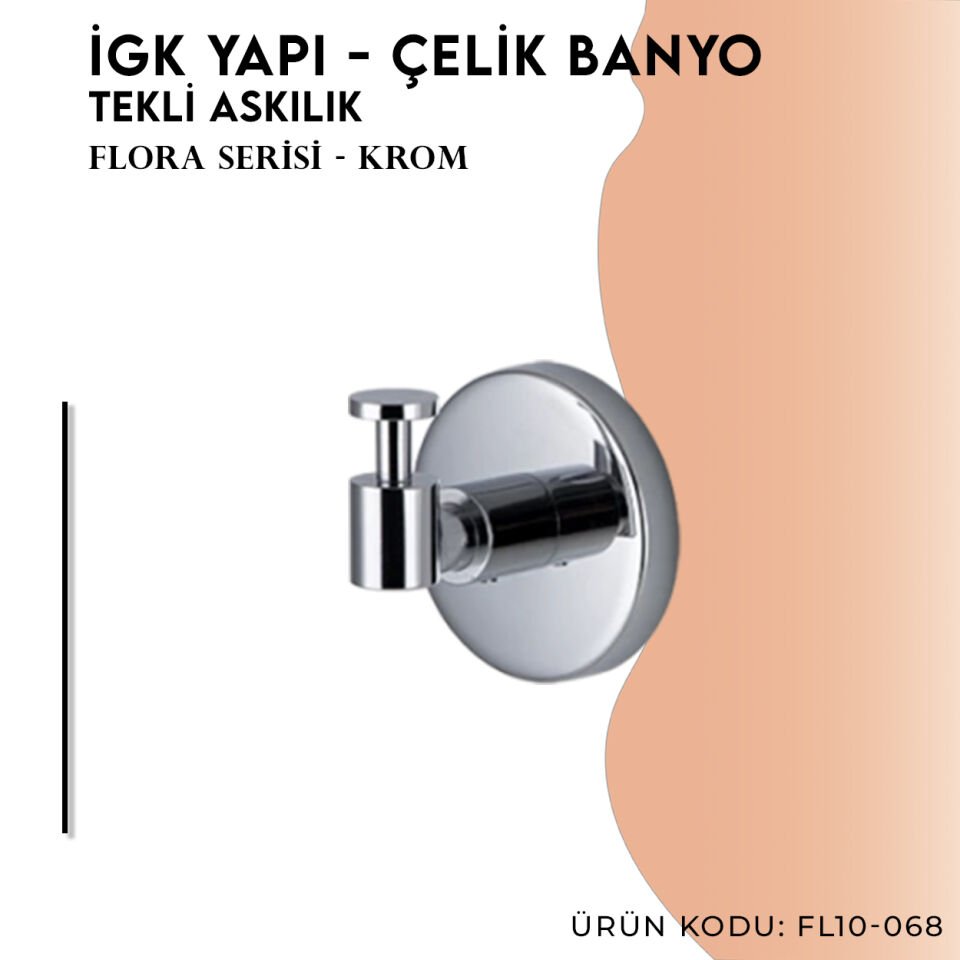 İGK YAPI - Çelik Banyo Flora Tekli Askılık (FL10-068)