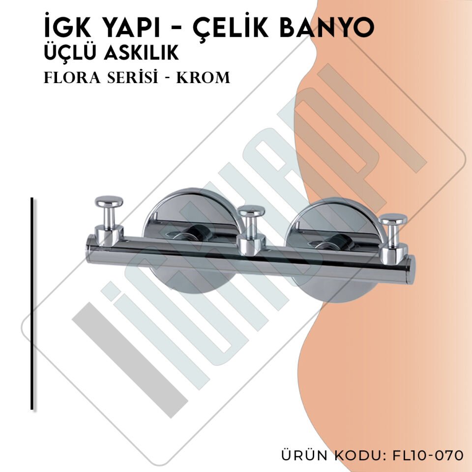 İGK YAPI - Çelik Banyo Flora Üçlü Askılık (FL10-070)