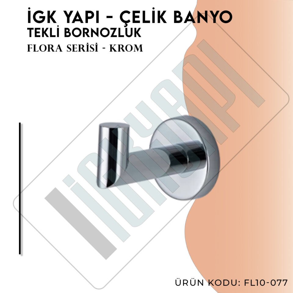 İGK YAPI - Çelik Banyo Flora Tekli Bornozluk (FL10-077)