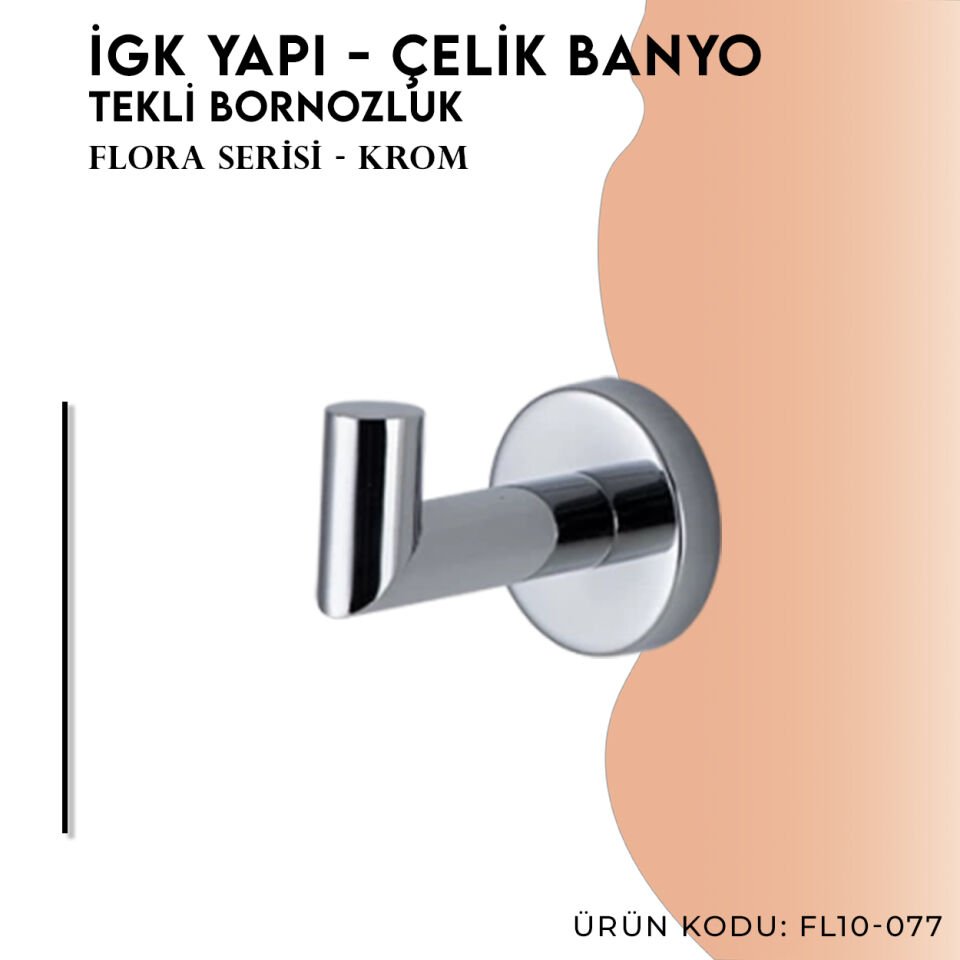 İGK YAPI - Çelik Banyo Flora Tekli Bornozluk (FL10-077)