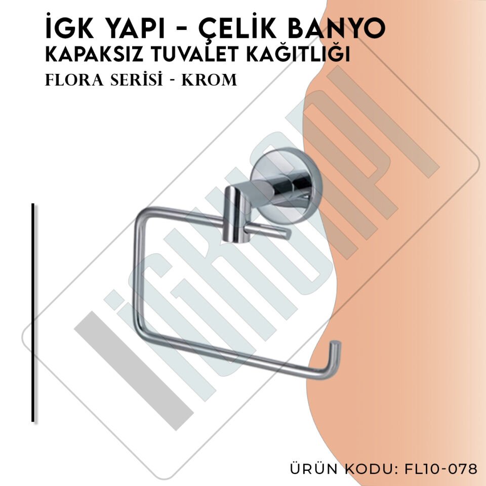 İGK YAPI - Çelik Banyo Flora Kapaksız Açık Tuvalet Kâğıtlığı (FL10-078)