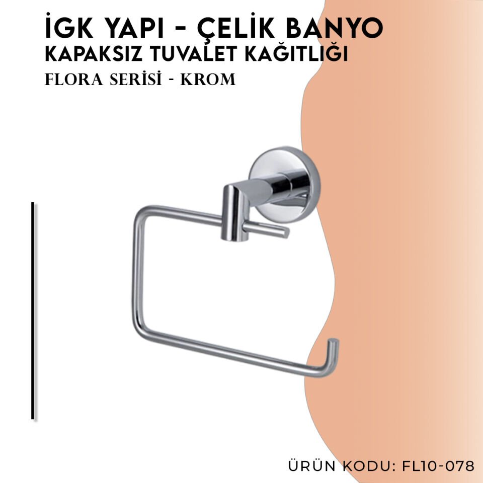 İGK YAPI - Çelik Banyo Flora Kapaksız Açık Tuvalet Kâğıtlığı (FL10-078)