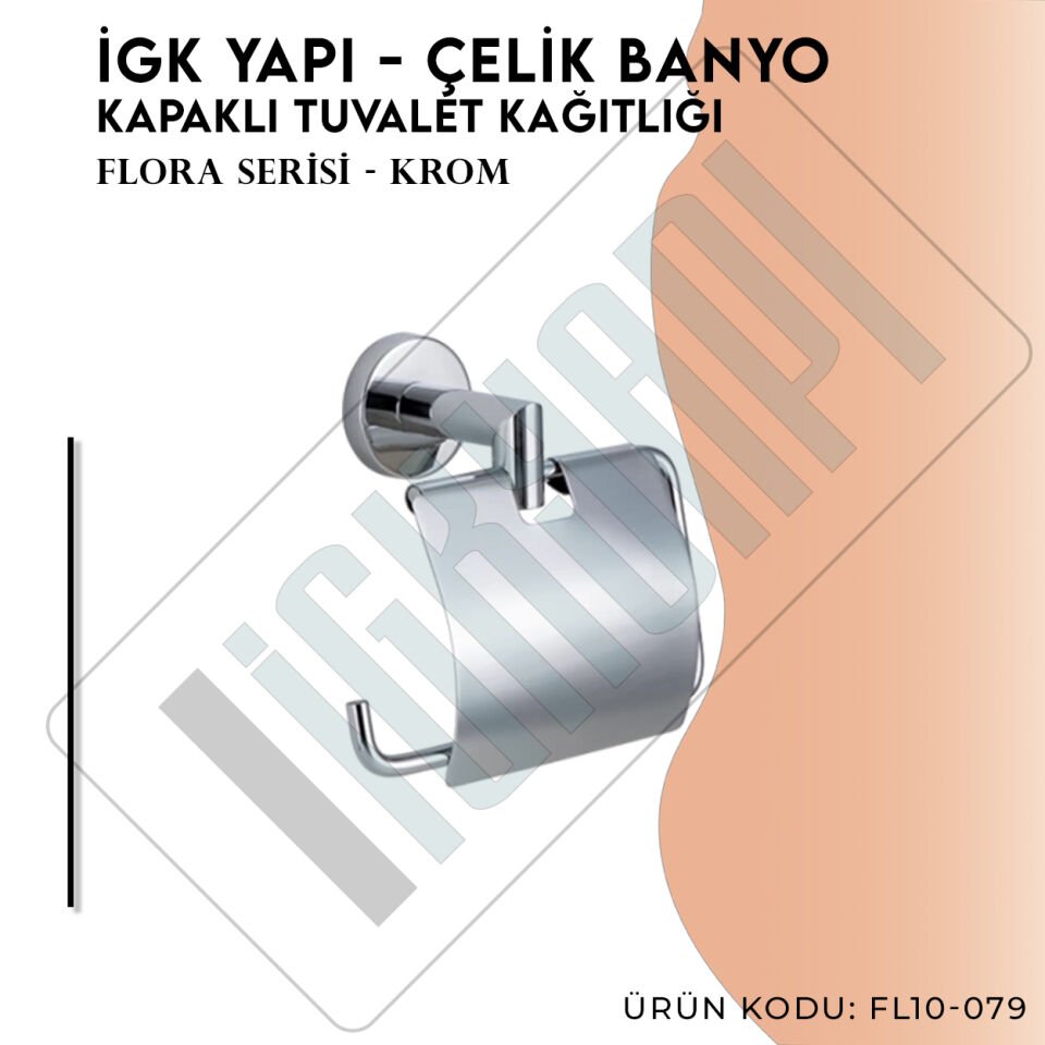İGK YAPI - Çelik Banyo Flora Kapaklı Tuvalet Kâğıtlığı (FL10-079)