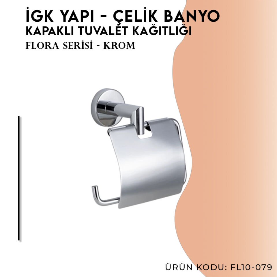 İGK YAPI - Çelik Banyo Flora Kapaklı Tuvalet Kâğıtlığı (FL10-079)