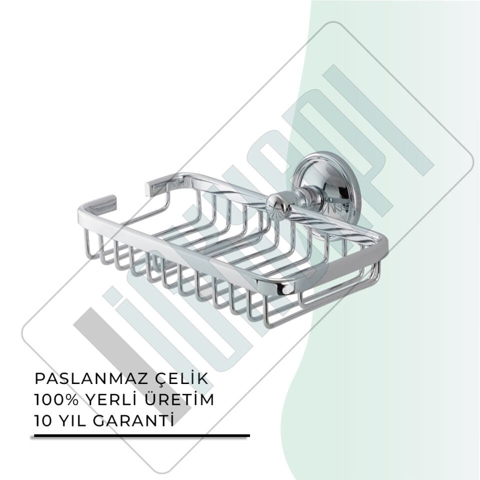 İGK YAPI - Çelik Banyo Mercan Rozetli Süngerlik 10X19CM (25-004)