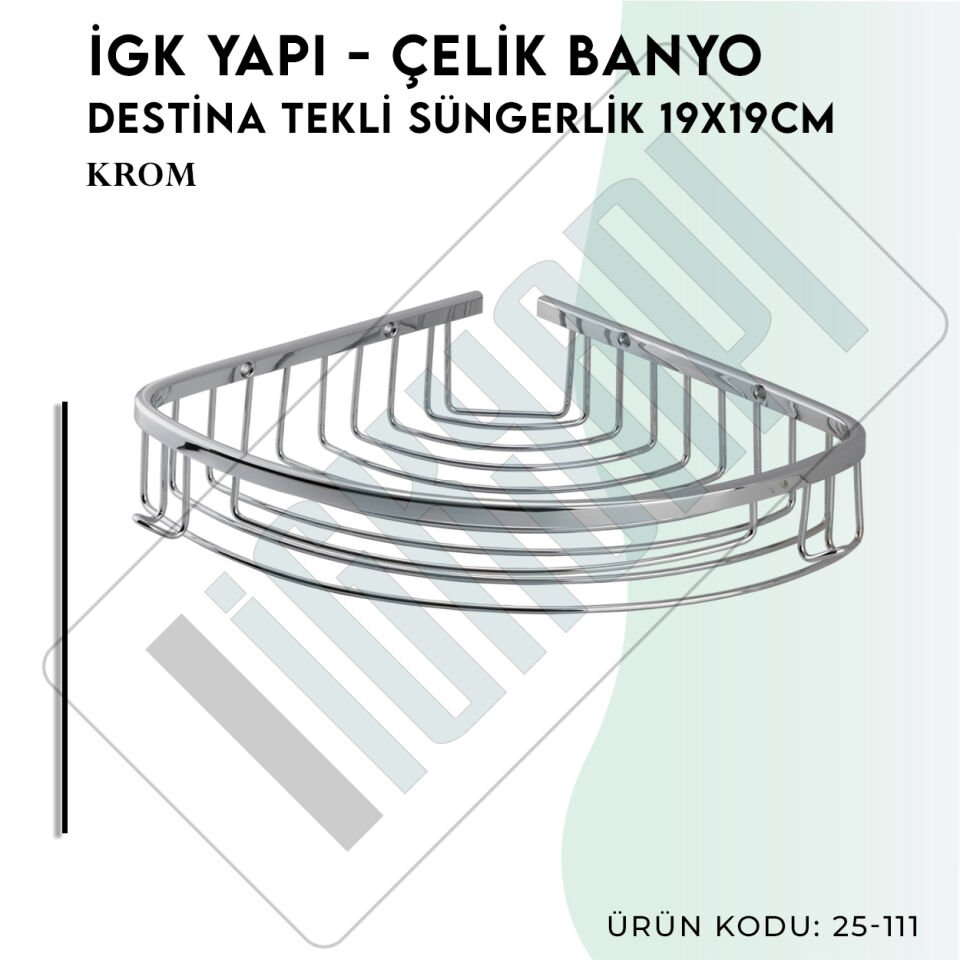İGK YAPI - Çelik Banyo Destina Tekli Süngerlik 19X19CM (25-111)