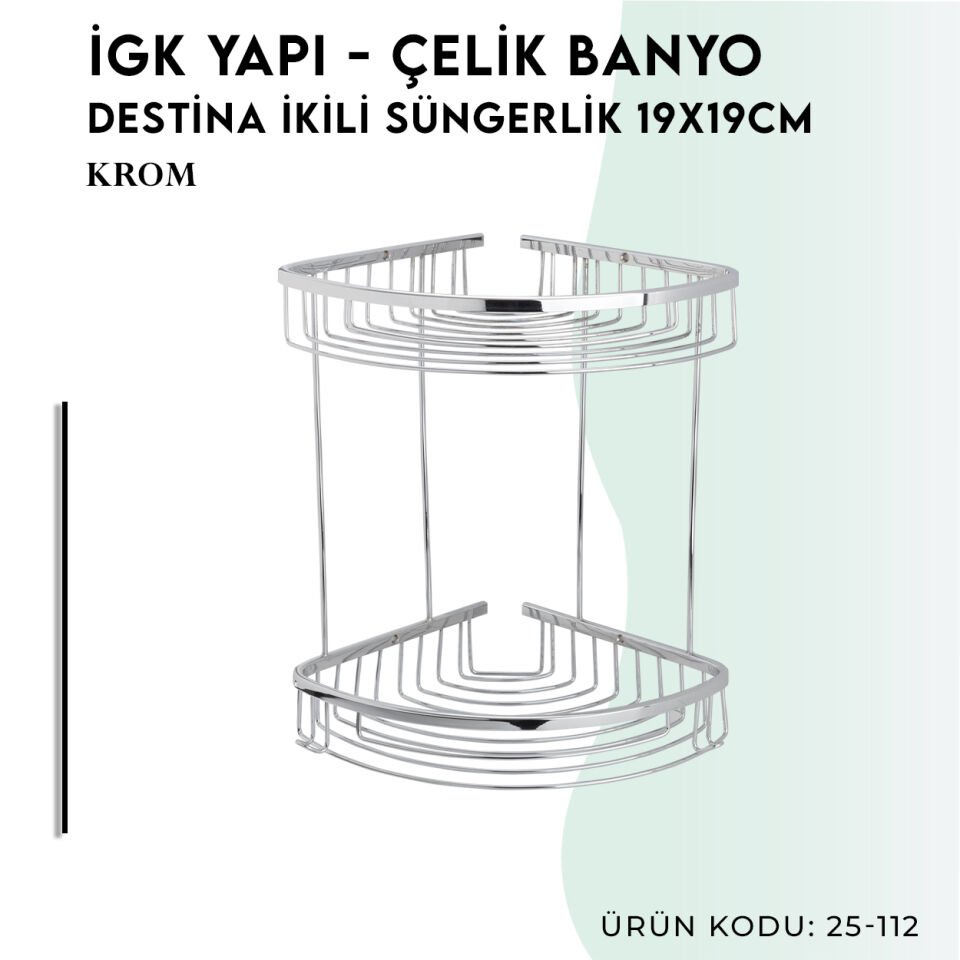 İGK YAPI - Çelik Banyo Destina İkili Süngerlik 19X19CM (25-112)