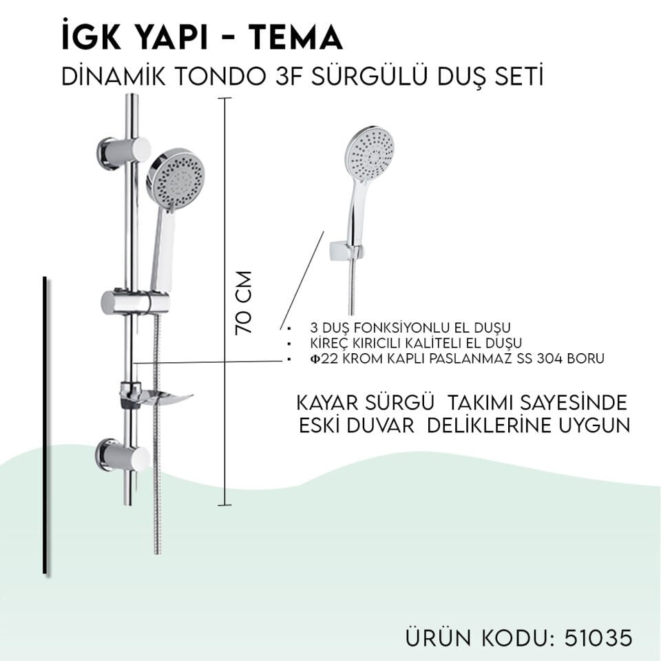 İGK YAPI - TEMA Dinamik Tondo Sürgülü Duş Seti (51035)