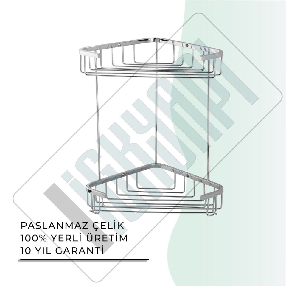 İGK YAPI - Çelik Banyo Eda İkili Açık Köşe Süngerlik Özel Lama 18X18CM (25-169)