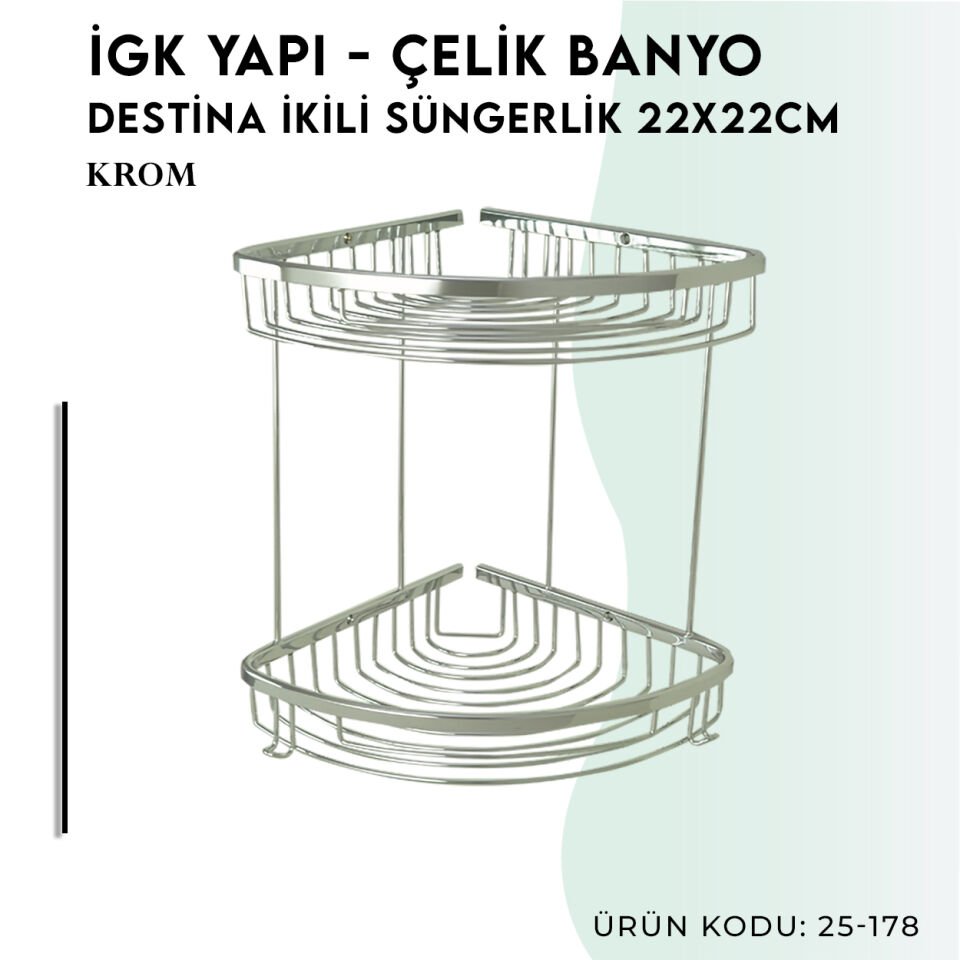İGK YAPI - Çelik Banyo Destina İkili Süngerlik 22X22CM (25-178)