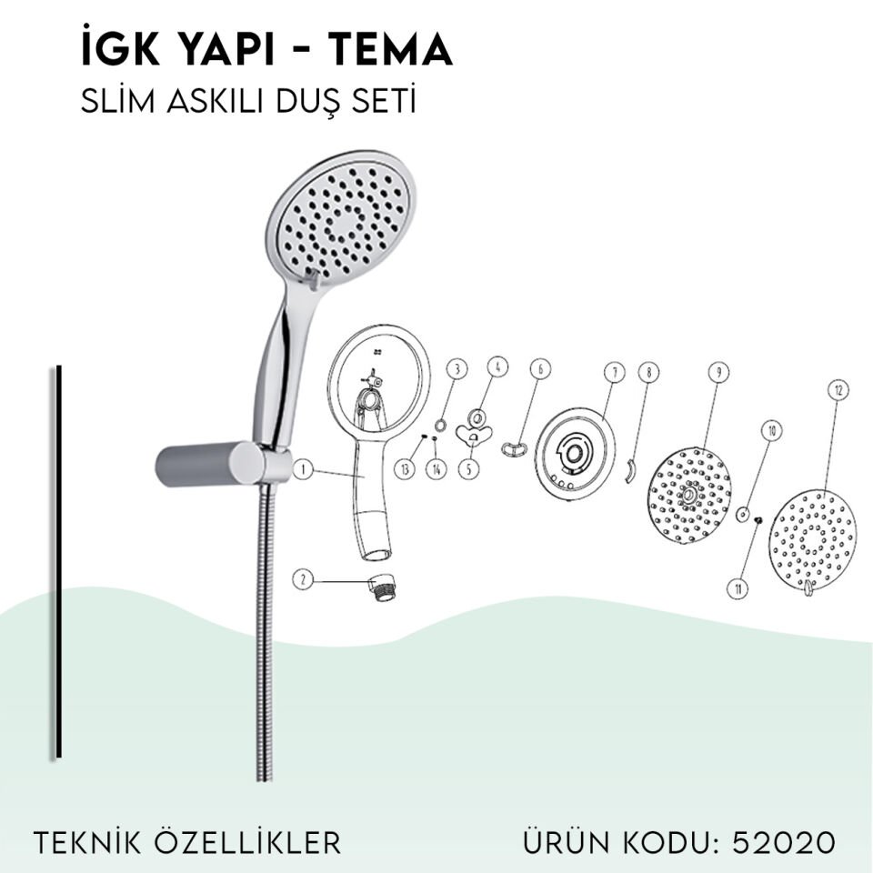 İGK YAPI - TEMA Slim Askılı Duş Seti (52020)