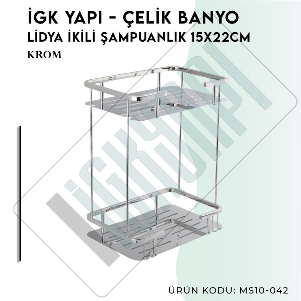 İGK YAPI - Çelik Banyo Lidya İkili Şampuanlık 15x22cm (MS10-042)