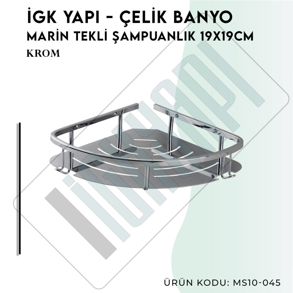 İGK YAPI - Çelik Banyo Marin Tekli Şampuanlık 19x19cm (MS10-045)