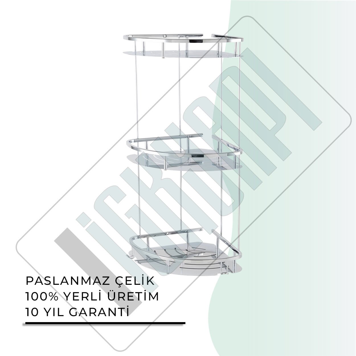 İGK YAPI - Çelik Banyo Marin Üçlü Şampuanlık 19x19cm (MS10-047)