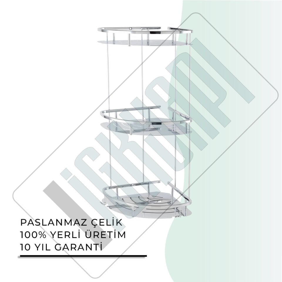İGK YAPI - Çelik Banyo Marin Üçlü Şampuanlık 19x19cm (MS10-047)