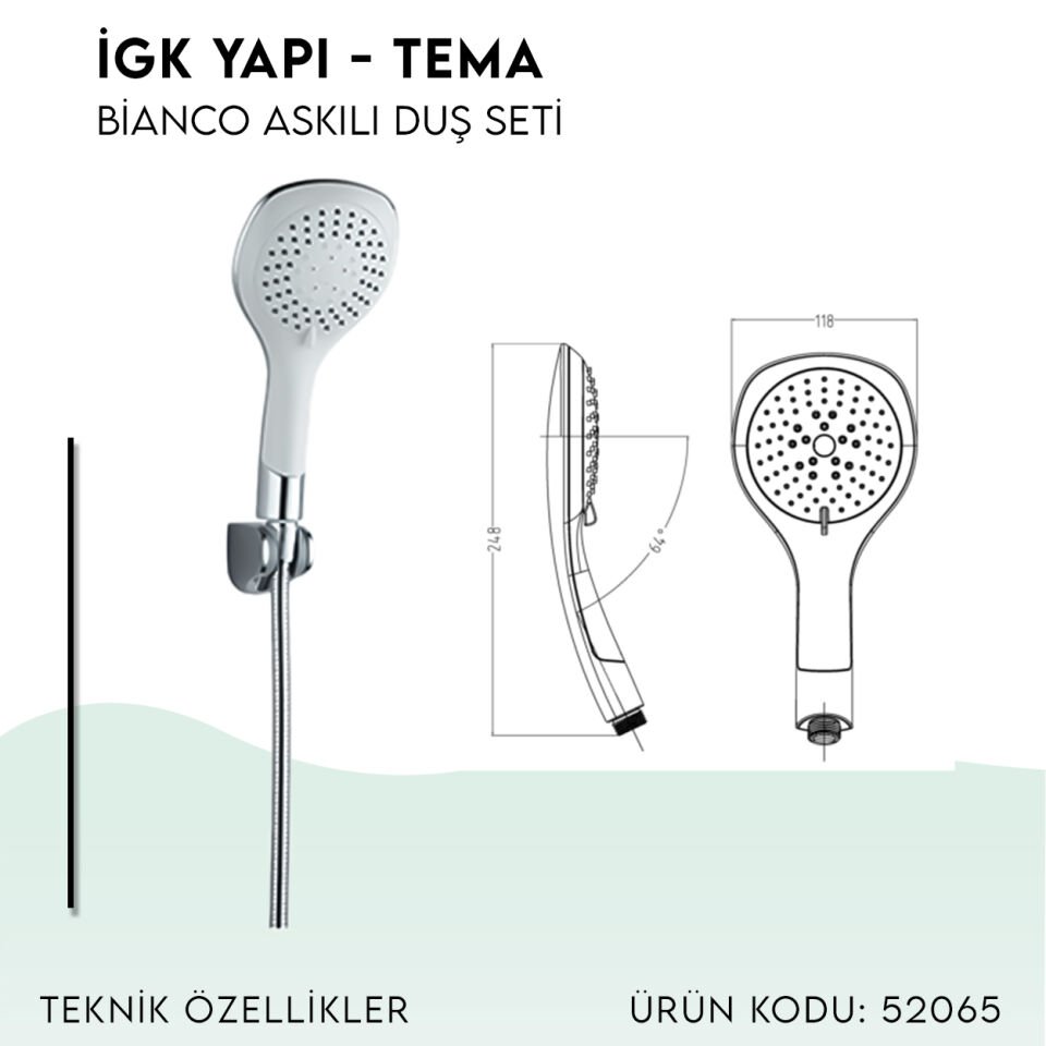 İGK YAPI - TEMA Bianco Askılı Duş Seti (52065)