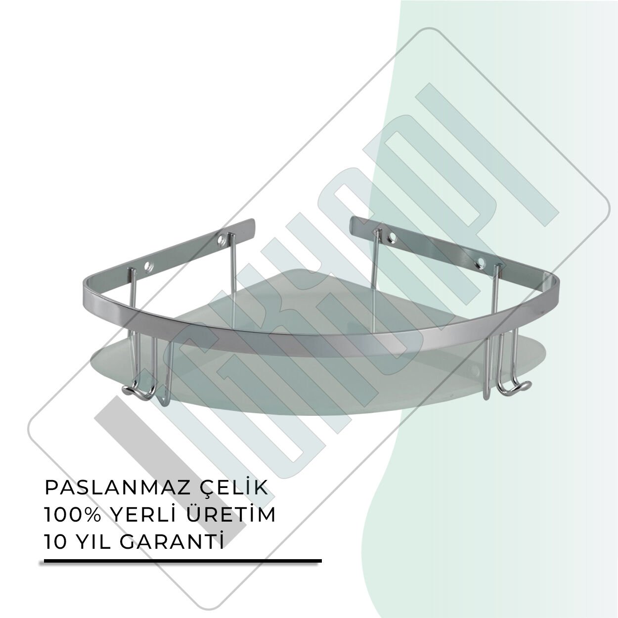 İGK YAPI - Çelik Banyo Zerrin Tekli Camlı Süngerlik Paslanmaz 304 (P10-013)