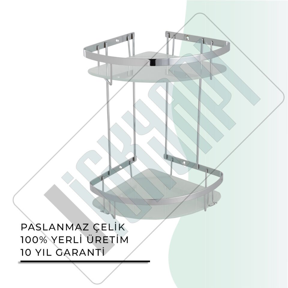 İGK YAPI - Çelik Banyo Zerrin İkili Camlı Süngerlik Paslanmaz 304 (P10-014)
