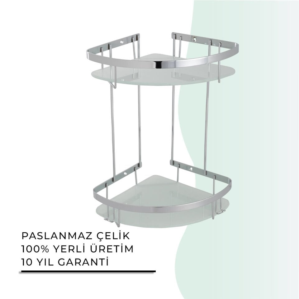 İGK YAPI - Çelik Banyo Zerrin İkili Camlı Süngerlik Paslanmaz 304 (P10-014)