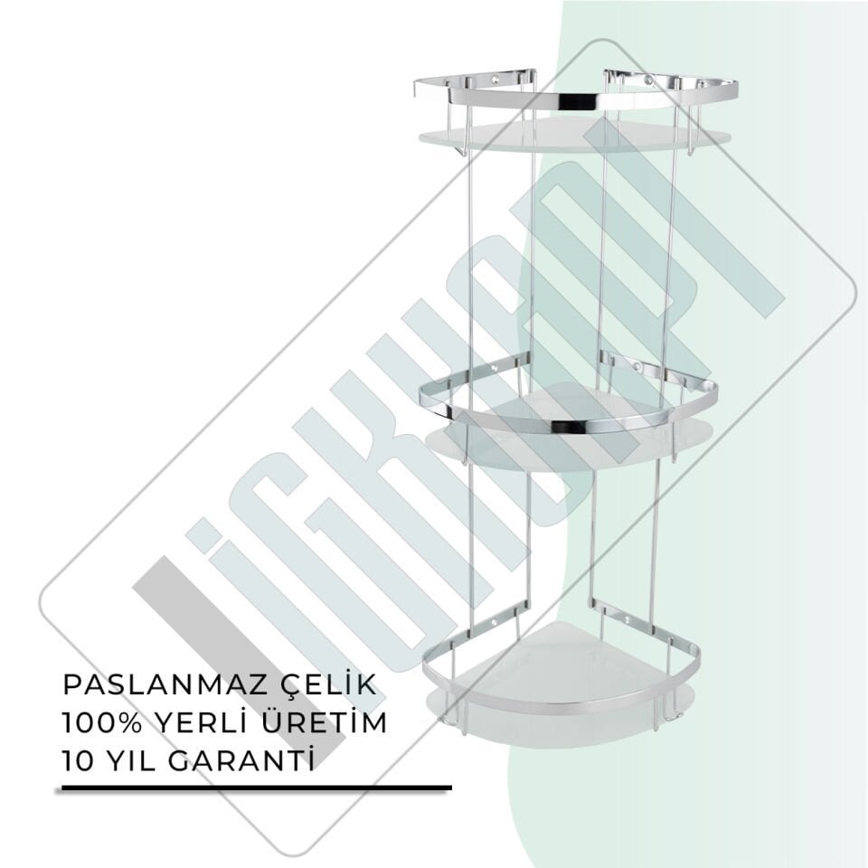 İGK YAPI - Çelik Banyo Zerrin Üçlü Camlı Süngerlik Paslanmaz 304 (P10-015)