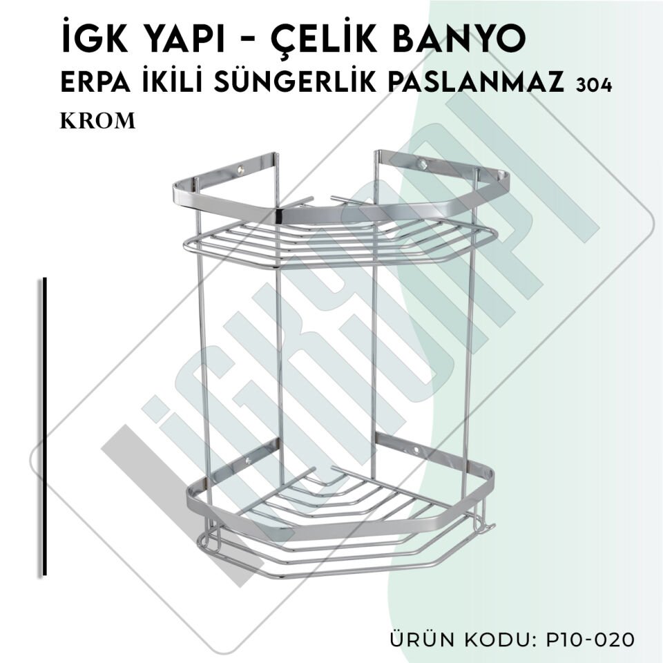 İGK YAPI - Çelik Banyo Erpa İkili Süngerlik Paslanmaz 304 (P10-020)