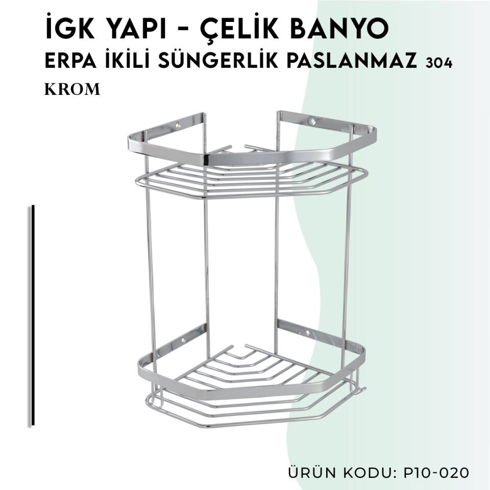 İGK YAPI - Çelik Banyo Erpa İkili Süngerlik Paslanmaz 304 (P10-020)