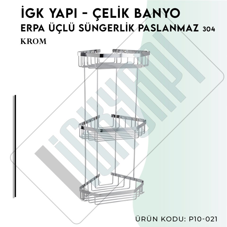 İGK YAPI - Çelik Banyo Erpa Üçlü Süngerlik Paslanmaz 304 (P10-021)