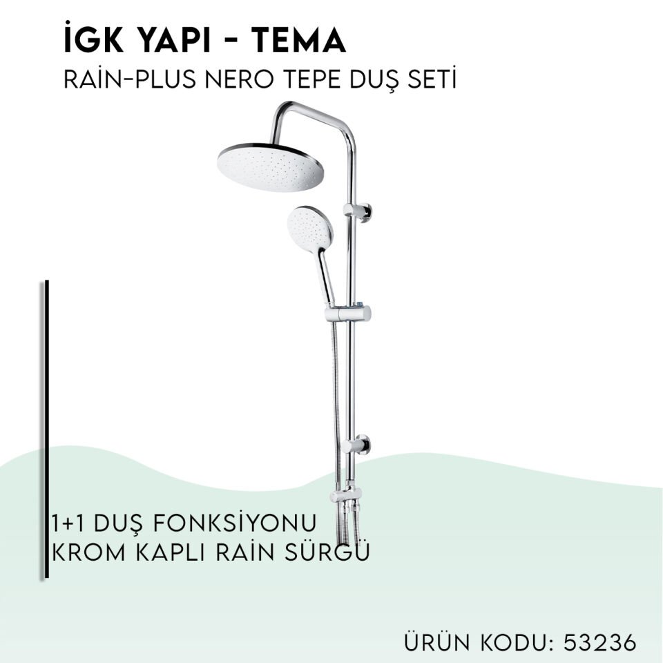 İGK YAPI - TEMA Rain-Plus Nero Tepe Duş Seti (53237)