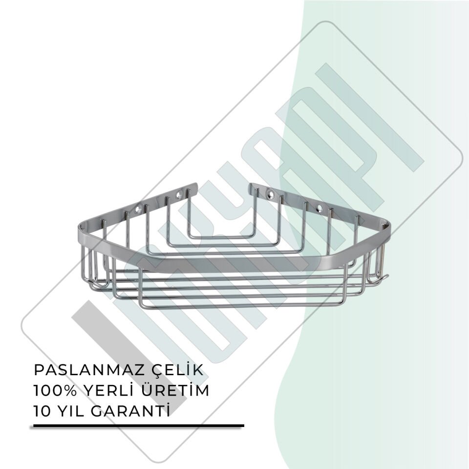 İGK YAPI - Çelik Banyo Selen Tekli Şampuanlık 19x19cm (P10-025)