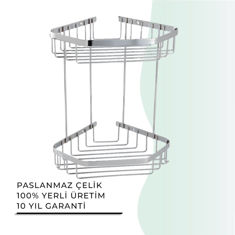İGK YAPI - Çelik Banyo Selen İkili Şampuanlık 19x19cm (P10-026)