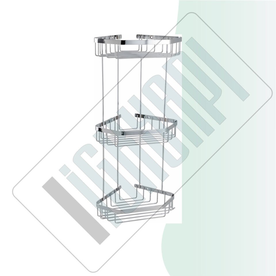 İGK YAPI - Çelik Banyo Selen Üçlü Şampuanlık 19x19cm (P10-027)