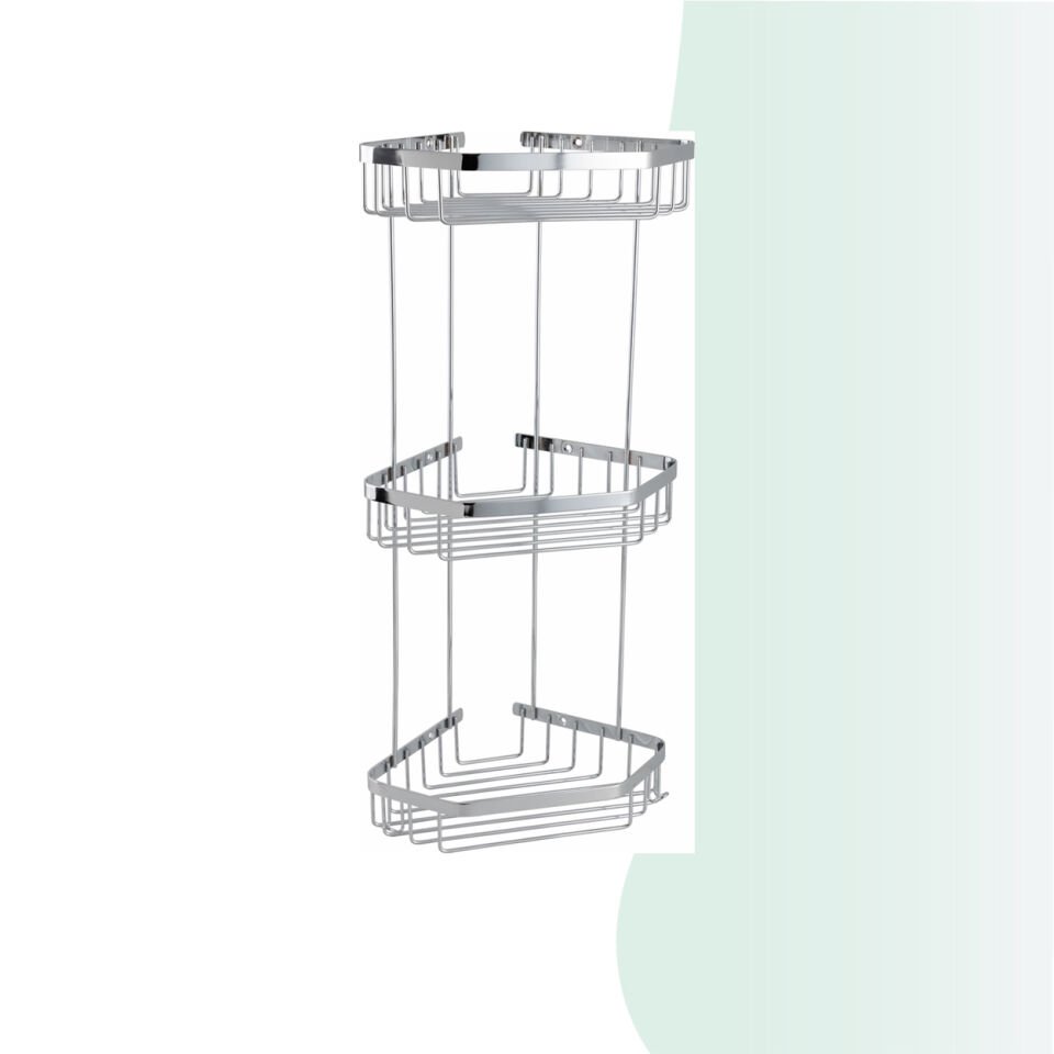 İGK YAPI - Çelik Banyo Selen Üçlü Şampuanlık 19x19cm (P10-027)