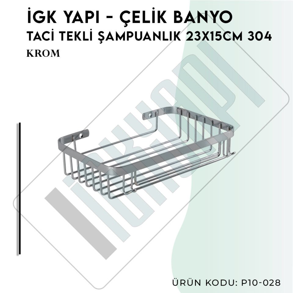 İGK YAPI - Çelik Banyo Taci Tekli Şampuanlık 23x15cm 304 (P10-028)