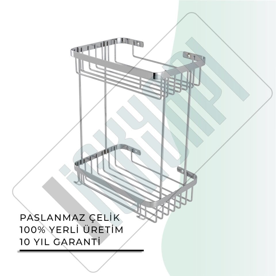 İGK YAPI - Çelik Banyo Taci İkili Şampuanlık 23x15cm 304 (P10-029)