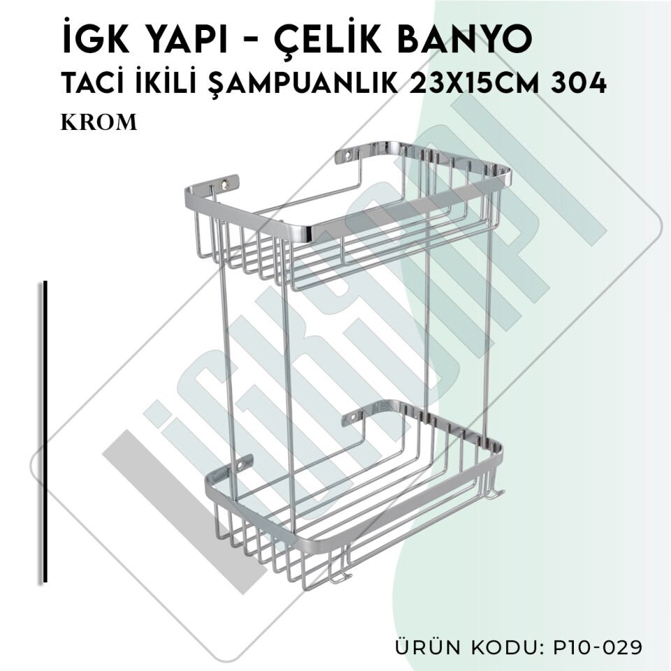 İGK YAPI - Çelik Banyo Taci İkili Şampuanlık 23x15cm 304 (P10-029)