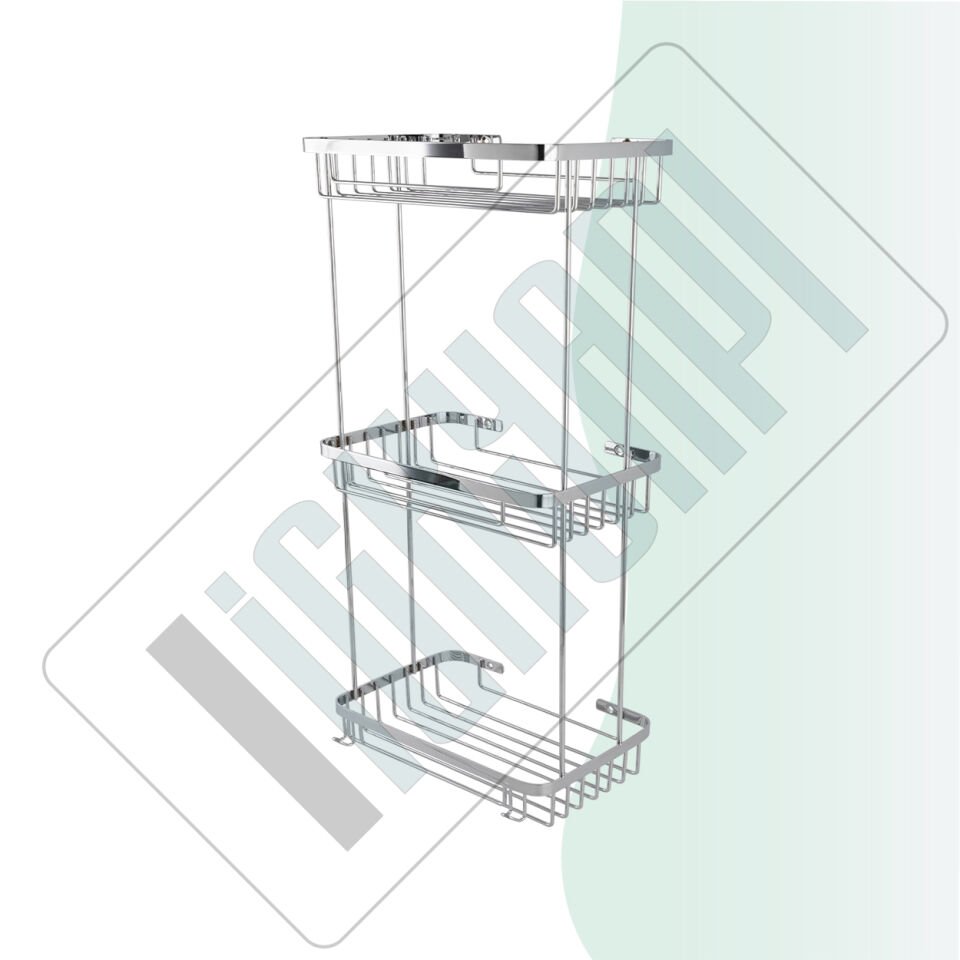 İGK YAPI - Çelik Banyo Taci Üçlü Şampuanlık 23x15cm 304 (P10-030)