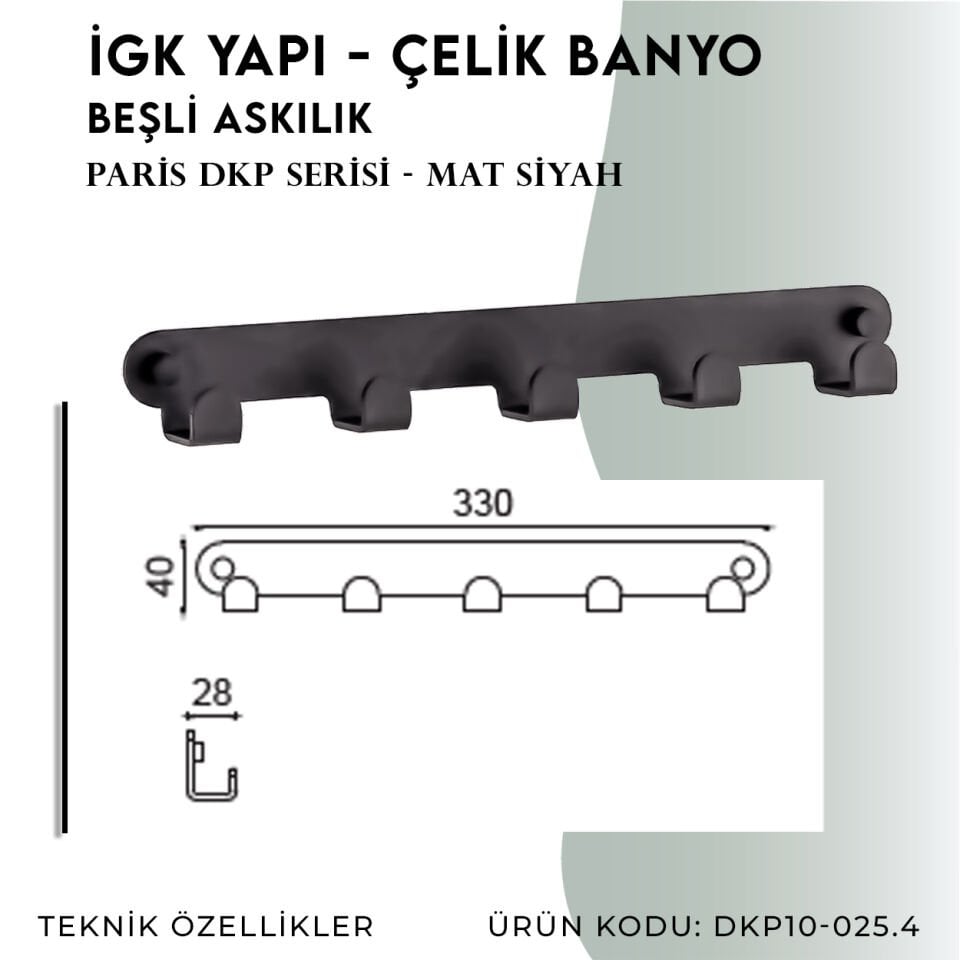 İGK YAPI - Çelik Banyo Paris Beşli Askılık (DKP10-025.4)