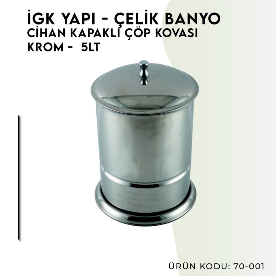 İGK YAPI - Çelik Banyo Cihan Çöp Kovası Krom (70-007)