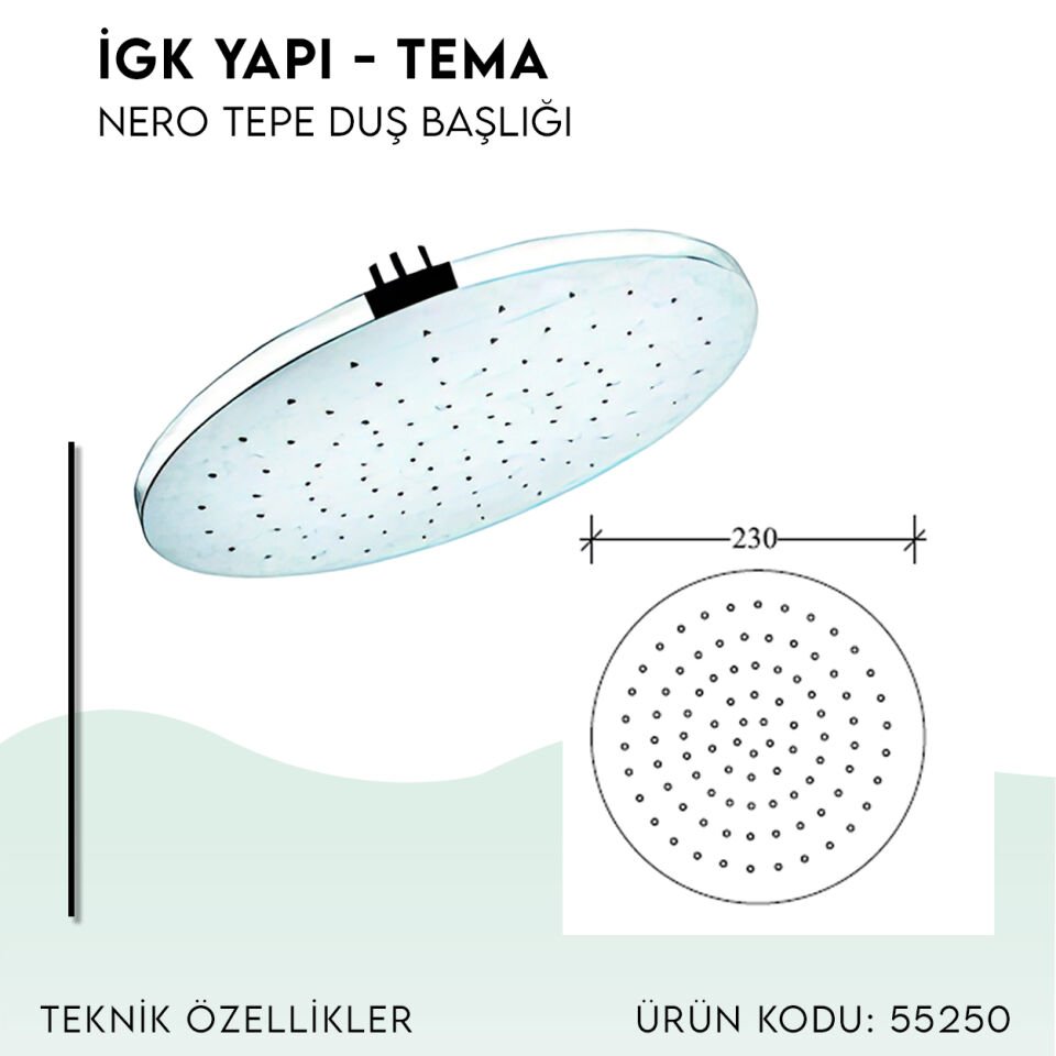 İGK YAPI - TEMA Nero Tepe Duş Başlığı (55250)